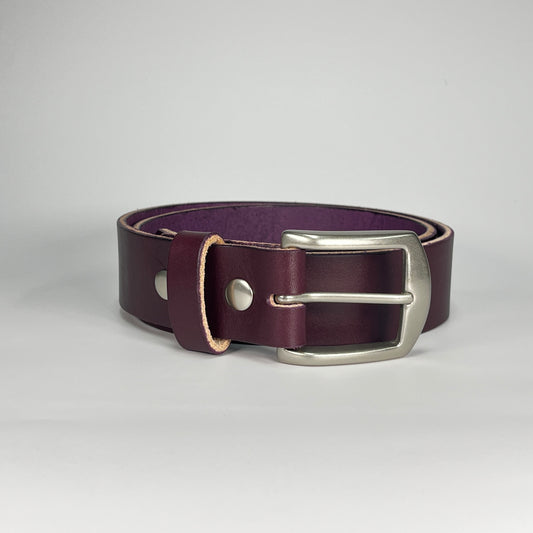 1-1/2" Leather Belt - Eggplant