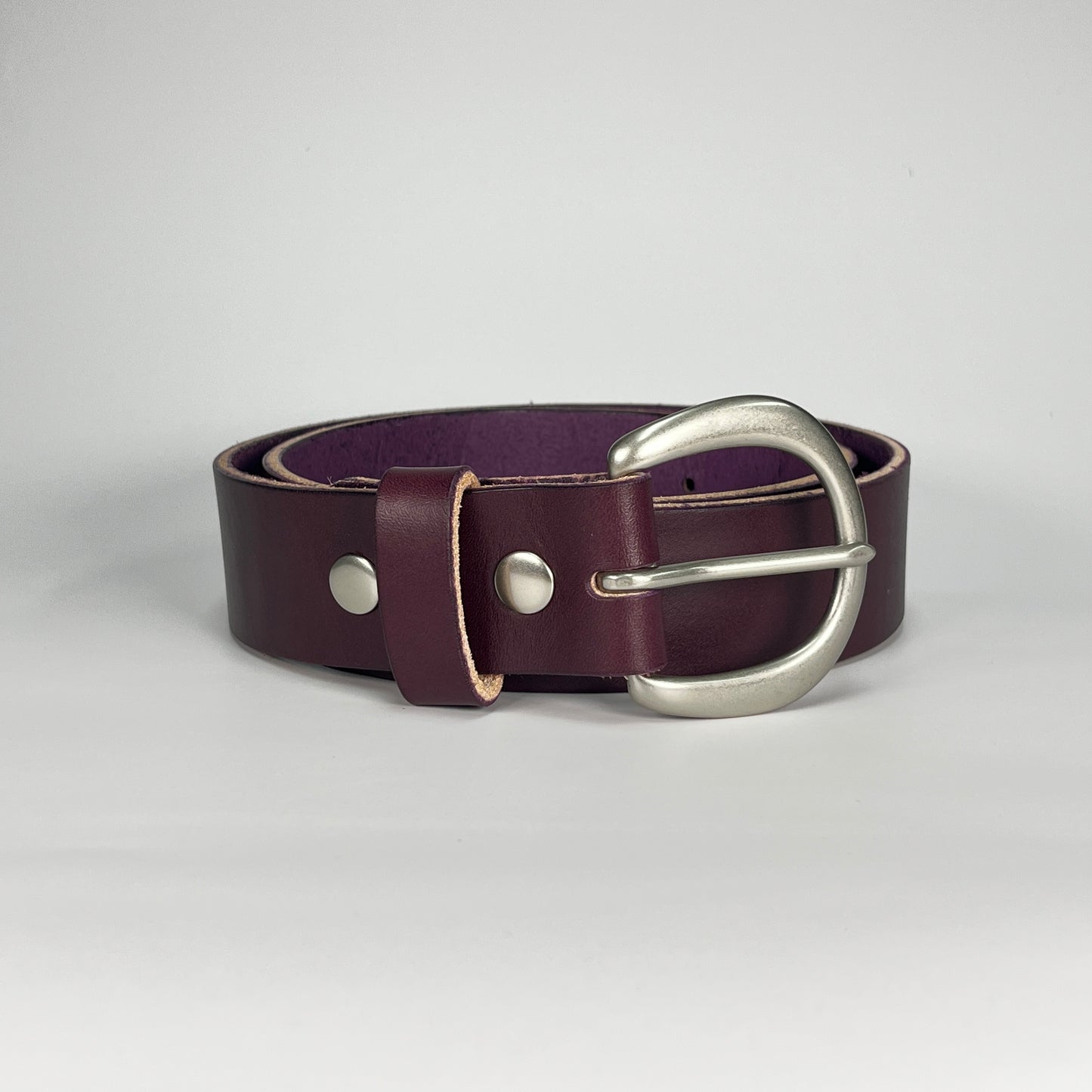 1-1/2" Leather Belt - Eggplant