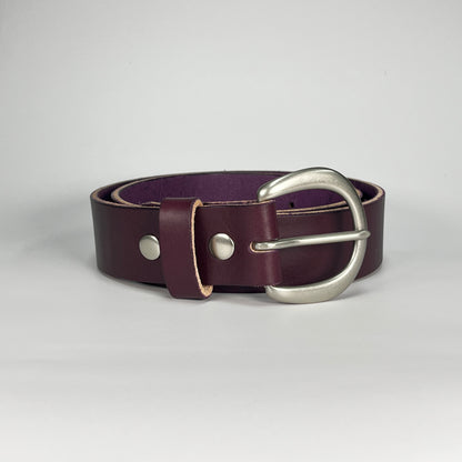 1-1/2" Leather Belt - Eggplant