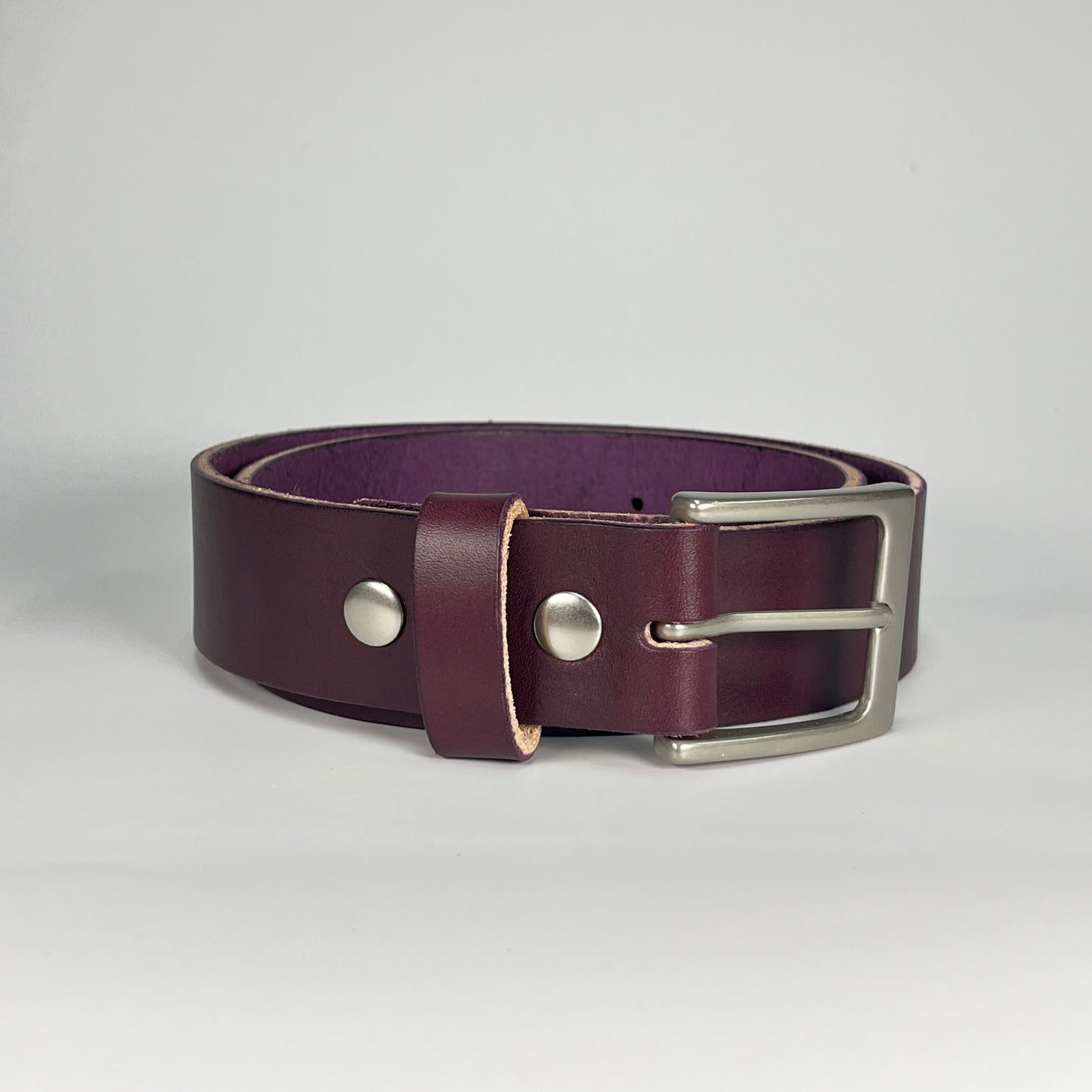 1-1/2" Leather Belt - Eggplant