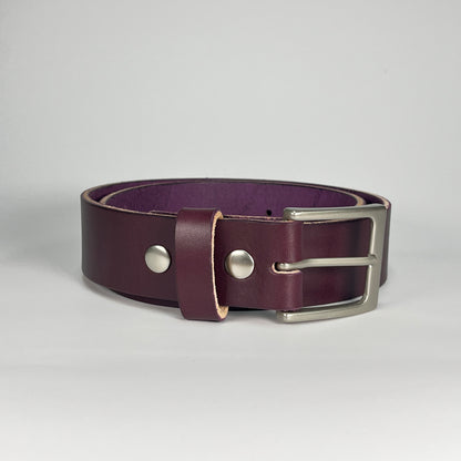 1-1/2" Leather Belt - Eggplant