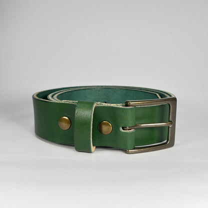 1-1/2" Leather Belt - Green