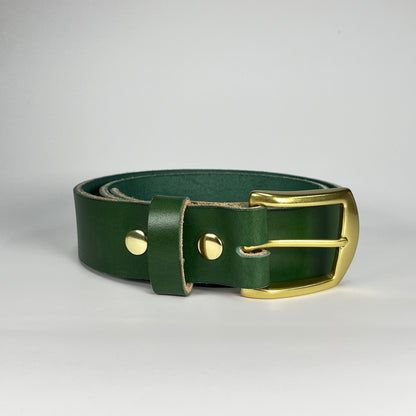 1-1/2" Leather Belt - Green
