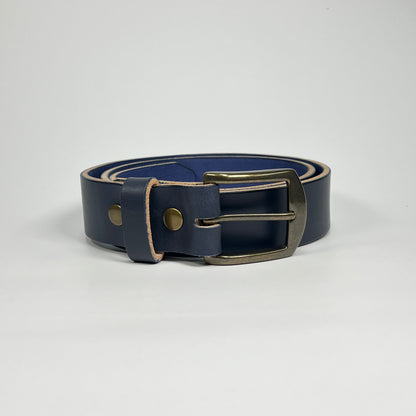 1-1/2" Leather Belt - Navy