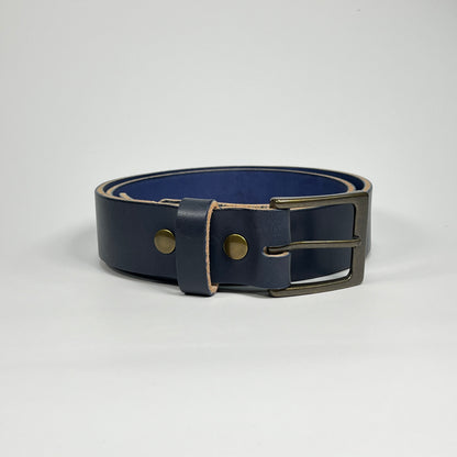 1-1/2" Leather Belt - Navy
