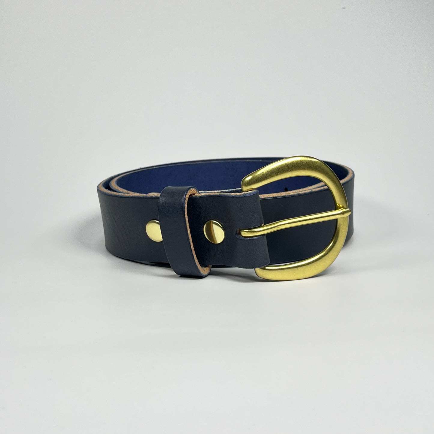 1-1/2" Leather Belt - Navy