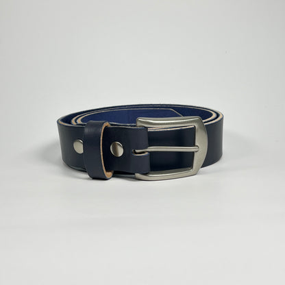 1-1/2" Leather Belt - Navy