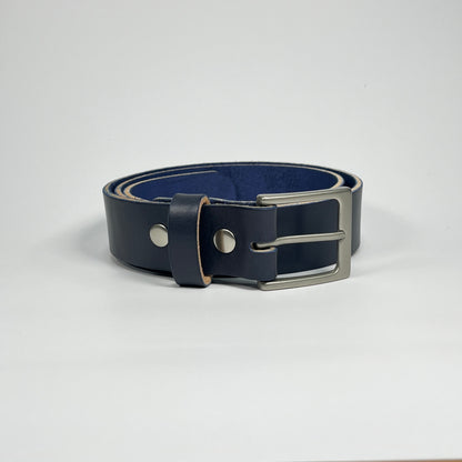 1-1/2" Leather Belt - Navy