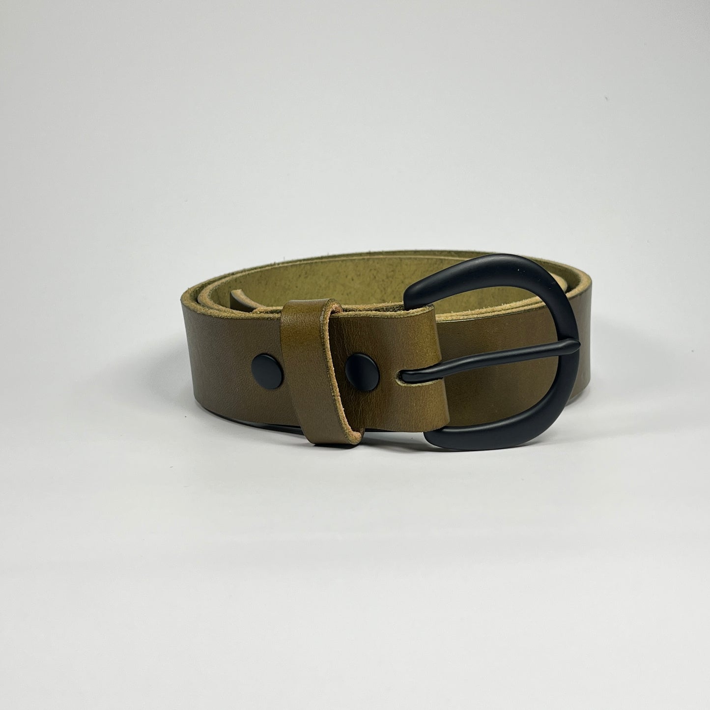 1-1/2" Leather Belt - Olive