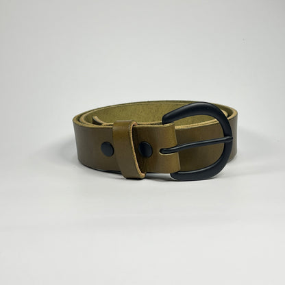 1-1/2" Leather Belt - Olive