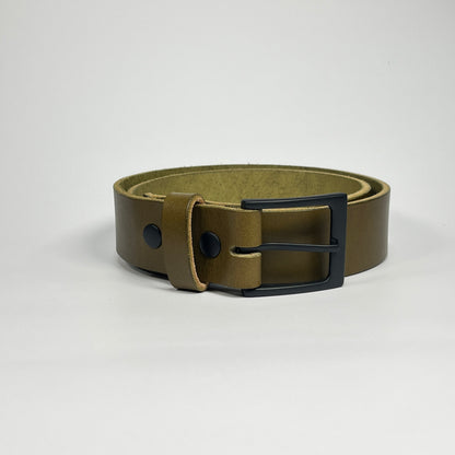 1-1/2" Leather Belt - Olive