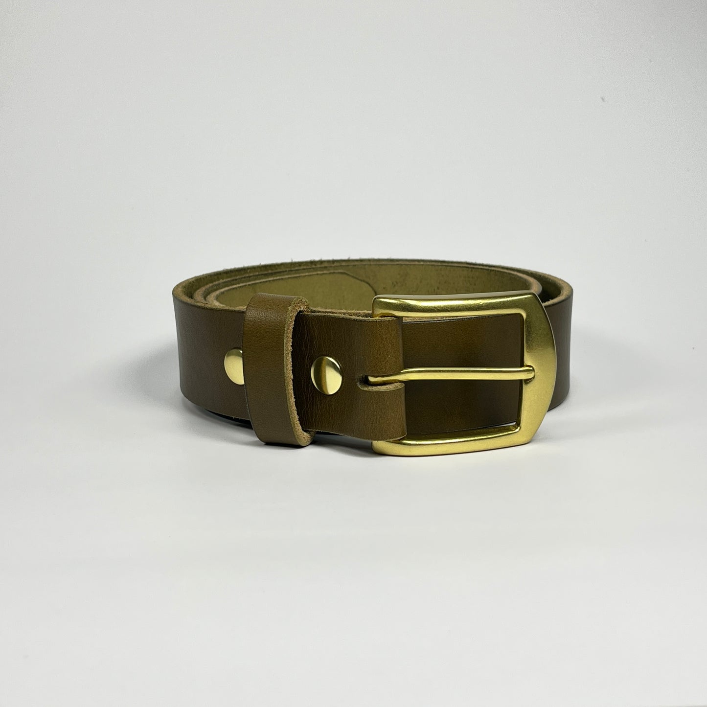 1-1/2" Leather Belt - Olive