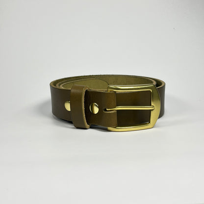 1-1/2" Leather Belt - Olive