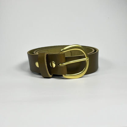 1-1/2" Leather Belt - Olive