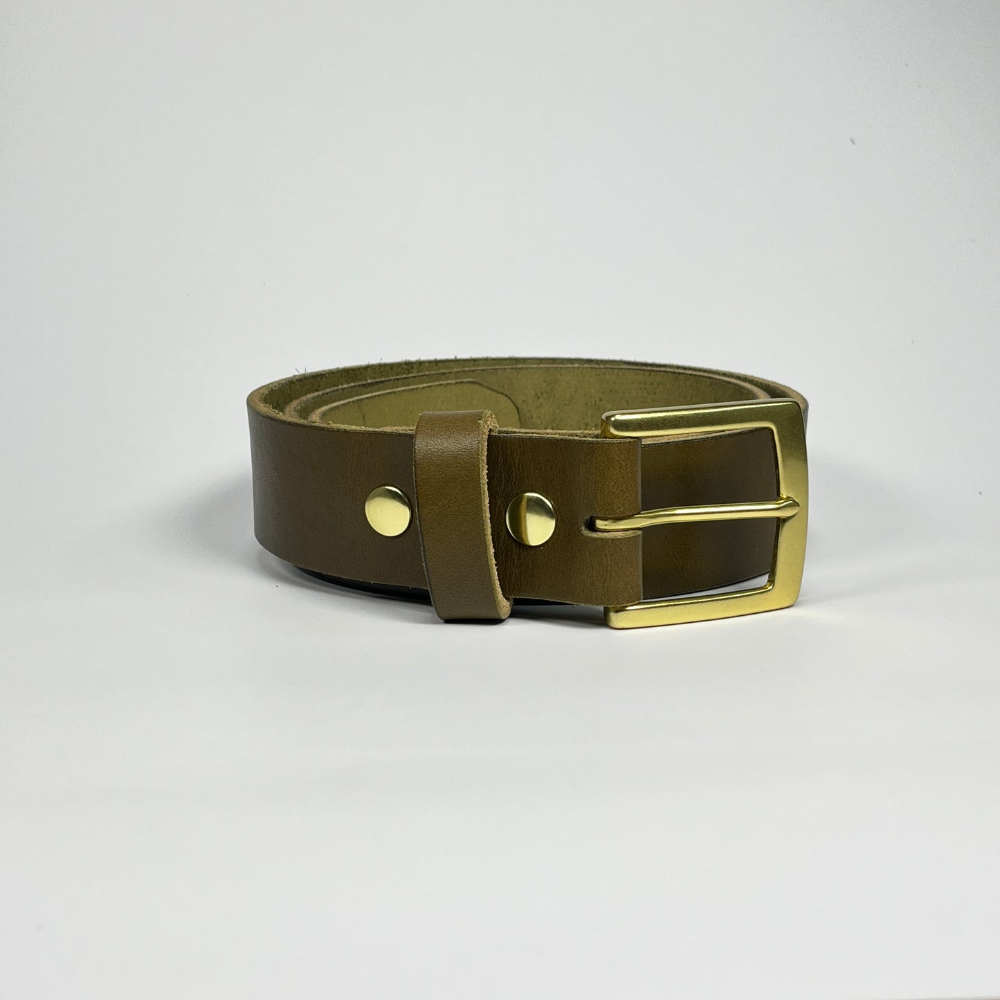 1-1/2" Leather Belt - Olive