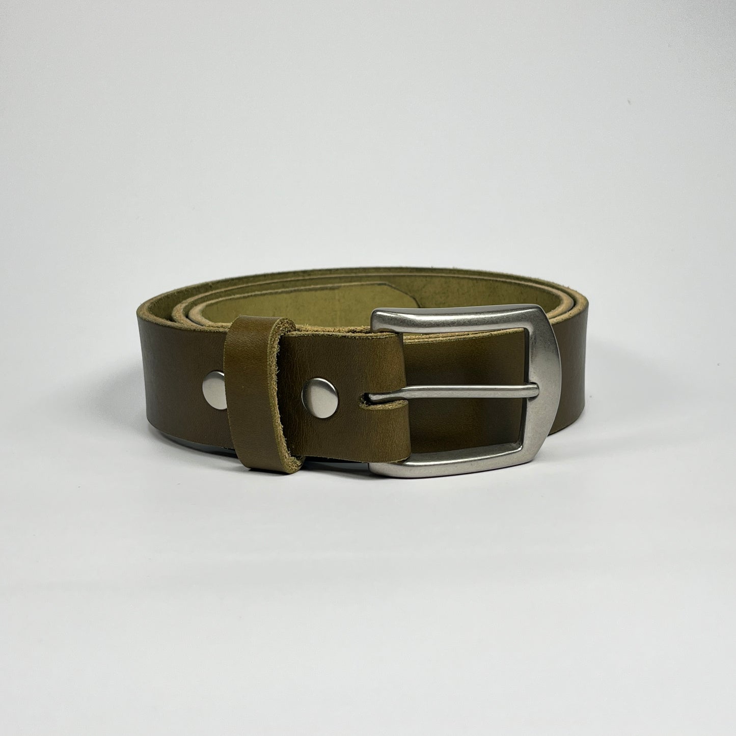 1-1/2" Leather Belt - Olive