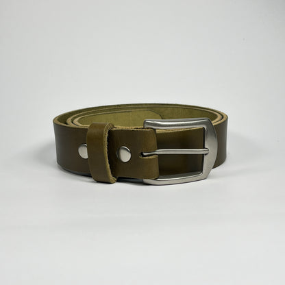 1-1/2" Leather Belt - Olive