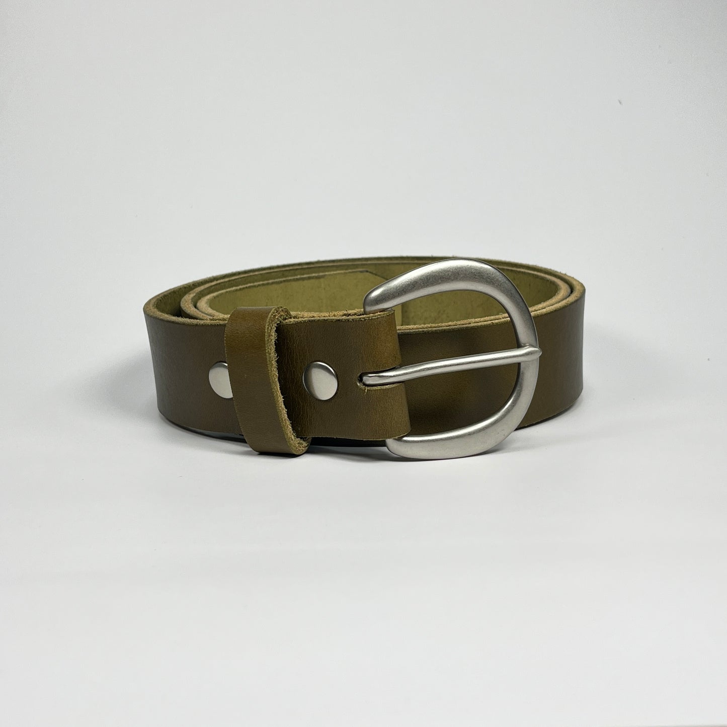 1-1/2" Leather Belt - Olive