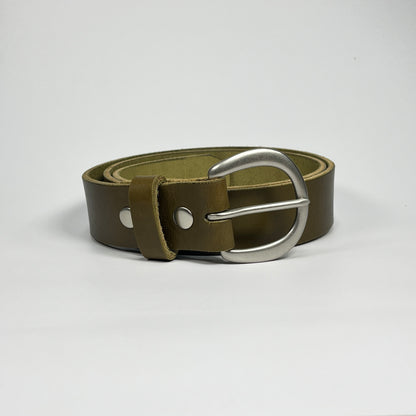 1-1/2" Leather Belt - Olive