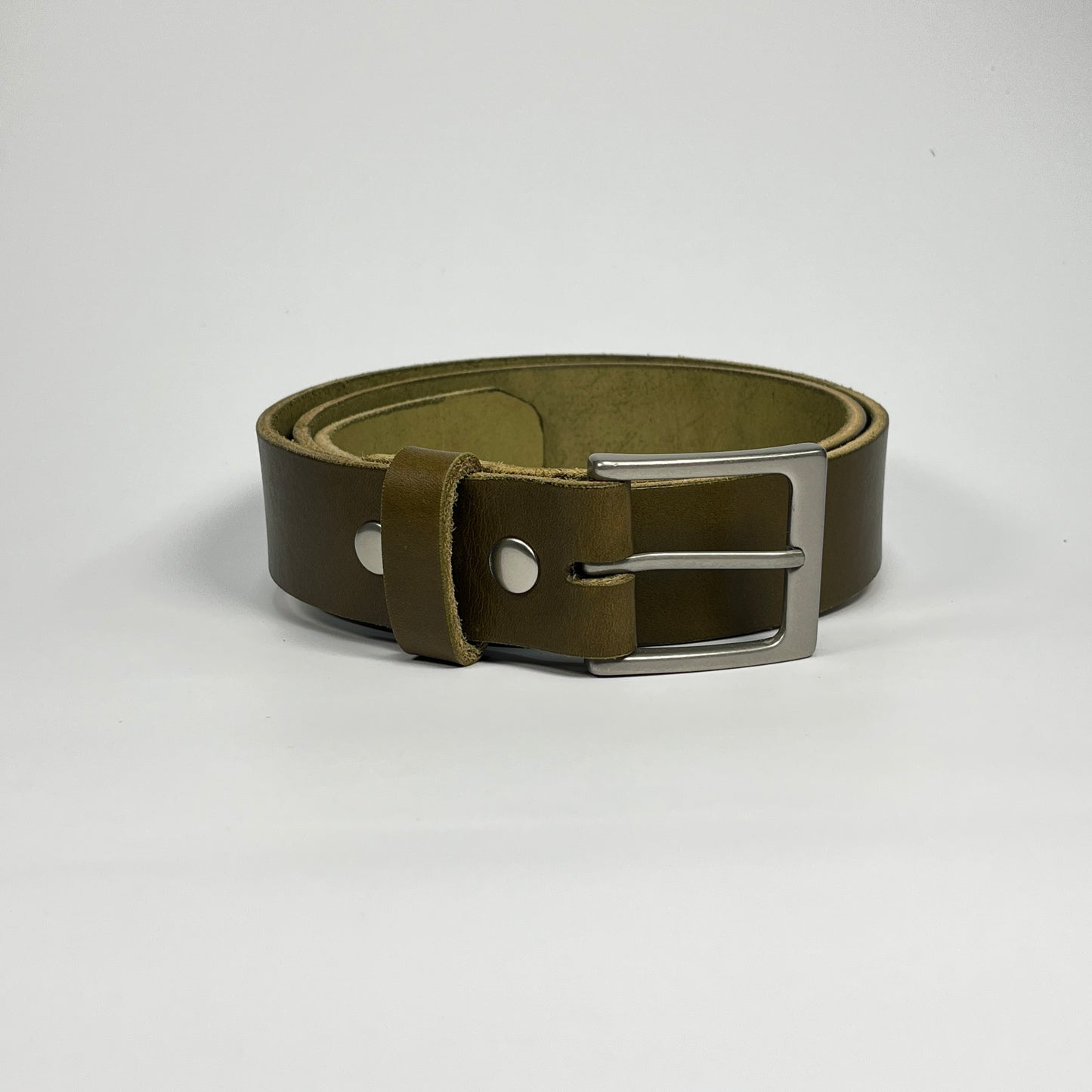 1-1/2" Leather Belt - Olive