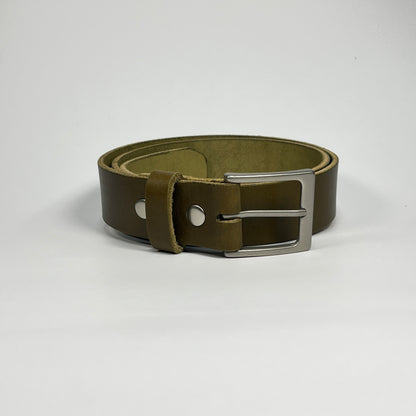 1-1/2" Leather Belt - Olive